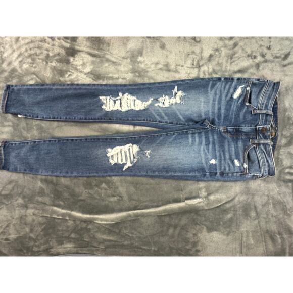 American Eagle next level stretch size 2 jeggin crop distressed medium blue wash - Picture 12 of 15